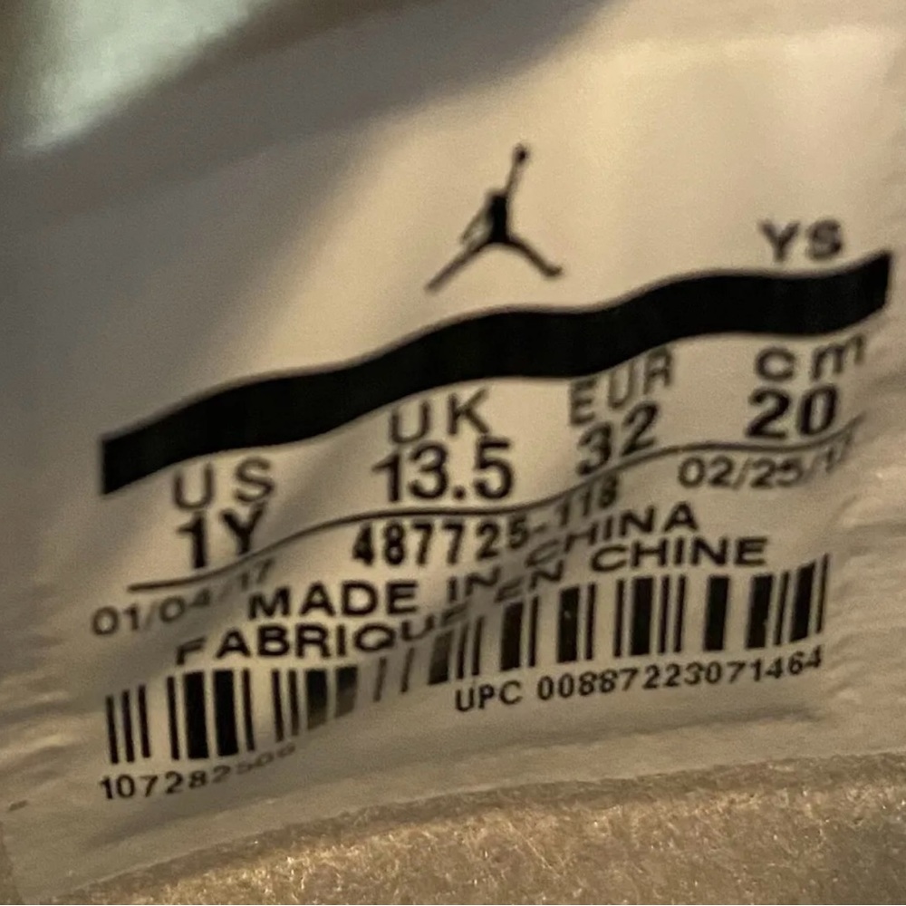 NIKE AIR JORDAN 4 RETRO PS IV 4 Linen SAND White 487725 118 1Y UK 13.5 EUR 32 - Picture 9 of 10